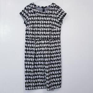 Adrienne Vittadini Hounds tooth Sheath Dress Black White Combo